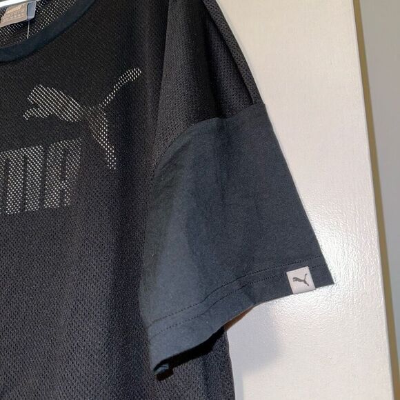 Puma Women’s Solid Black Mesh Graphic Short Sleeve Tee Size XL NWT - Picture 4 of 11